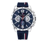 Tommy Hilfiger Reloj Multifunción de Cuarzo Analógico para Hombre 46mm - Correa de Silicona y Esfera Azul Marino, 3 Subesferas, Resistente al Agua 5ATM - 1791476