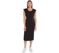 Tommy Hilfiger Slim Rib DRS Midi Cap Sleeve WW0WW41273 Vestidos Ajustados al Cuerpo, Negro (Black), L para Mujer