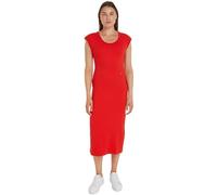 Tommy Hilfiger Slim Rib DRS Midi Cap Sleeve WW0WW41273 Vestidos Ajustados al Cuerpo, Rojo (Fierce Red), XL para Mujer