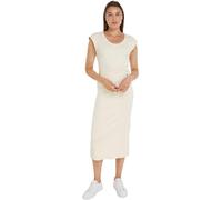 Tommy Hilfiger Slim Rib DRS Midi Cap Sleeve WW0WW41273 Vestidos Ajustados al Cuerpo, Beige (Calico), L para Mujer