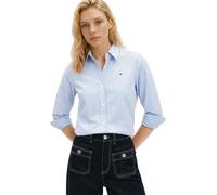 Tommy Hilfiger ESS Poplin Camisa Regular para Mujer, WW0WW47169 L/S, Azul (Classic Ithaca STP Mesmerizing Blue), 38, Azul (Classic Ithaca STP Mesmerizing Blue), 66