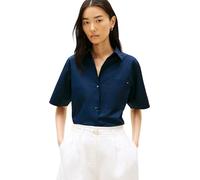 Tommy Hilfiger ESS Poplin SS Shirts Ww0ww48899 Camisa S/S, Blue (Dark Night Navy), XL para Mujer