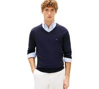 Tommy Hilfiger Essential Cotton MW0MW42249DW5003 - Jersey de algodón con Cuello en V para Hombre, Color Azul, Talla M