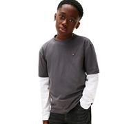 Tommy Hilfiger Faded Graphic T-Shirt SS Kb0kb10056 Camiseta S/S, Grey (Washed Black), 10 años para Niños