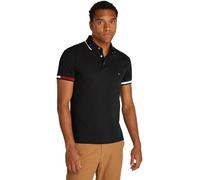 Tommy Hilfiger Polo de manga corta Hombre Flag Cuff Slim Fit, Negro (Black), S