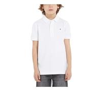 Tommy Hilfiger Flag Polo S/S KB0KB09103 Polos de Manga Corta, Blanco (White), 10 años para Niños