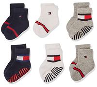 Tommy Hilfiger Flag Sock, Marcar Pack De 6 Calcetines Ecom Unisex Bebé, White/grey/navy, 15