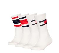 Tommy Hilfiger Flag & Sport Stripe Calcetines clásicos, Blanco, 39-42 (Pack de 4) Unisex niños