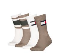 Tommy Hilfiger Flag & Sport Stripe Calcetines clásicos, marrón Claro, 35-38 (Pack de 4) Unisex niños