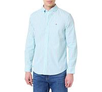 Tommy Hilfiger Flex Poplin Classic STP RF Shirt Mw0mw42440 Camisa S/S, Blue (Arctic Aqua/Stripe), L para Hombre