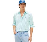 Tommy Hilfiger Flex Poplin Classic STP RF Shirt Mw0mw42440 Camisa S/S, Blue (Arctic Aqua/Stripe), S para Hombre