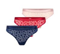 Tommy Hilfiger Gift 3 Pack Thong Ropa Interior Mujer, Preppy Navy/Foggy Pink/Med Red, S