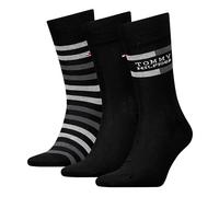 Tommy Hilfiger Giftbox Tommy Stripe Calcetines clásicos, Negro, 43-46 (Pack de 3) Hombres