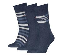 Tommy Hilfiger Giftbox Tommy Stripe Calcetines clásicos, Vaquero, 43-46 (Pack de 3) Hombres