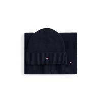 Tommy Hilfiger Set de Regalo Hombre Flag Bufanda y Gorro, Azul (Space Blue), Talla Única