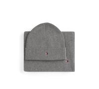 Tommy Hilfiger Set de Regalo Hombre Flag Bufanda y Gorro, Gris (Mid Grey Heather), Talla Única