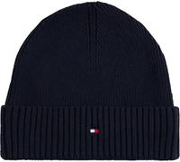 Tommy Hilfiger Gorro de Punto Hombre Flag Cotton Beanie con Cachemira, Azul (Space Blue), Talla Única