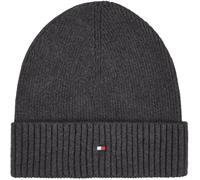 Tommy Hilfiger Gorro de Punto Hombre Flag Cotton Beanie con Cachemira, Multicolor (Charcoal Gray), Talla única