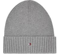 Tommy Hilfiger Gorro de Punto Hombre Flag Cotton Beanie con Cachemira, Multicolor (Mid Grey Heather), Talla única