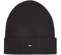 Tommy Hilfiger Gorro de Punto Hombre Flag Cotton Beanie con Cachemira, Negro (Black), Talla única