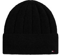Tommy Hilfiger Gorro de Punto Mujer Flag Fluffy Beanie, Negro (Black), Talla Única