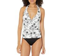 Tommy Hilfiger Halter Top Sujetador de Tankini, White Blossom, M para Mujer