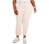 Tommy Hilfiger Hampton - Pantalón chino para mujer, corte recto holgado, con bajo vuelto, Rosa Bailarina, 18 Plus