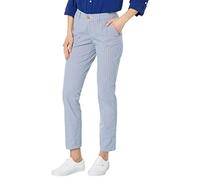 Tommy Hilfiger Hampton - Pantalones chinos para mujer, pantalones ligeros con ajuste relajado, Azul/Blanco, 4 US