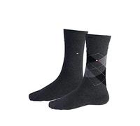 Tommy Hilfiger Hilfiger Check Men's Socks (2 Pack), calcetines Mujer, antracita, 35/38
