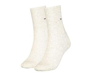 Tommy Hilfiger Hilfiger Dot Women's Socks (2 Pack), calcetines Unisex Niños, melange beige claro, 23/26