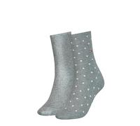 Tommy Hilfiger Hilfiger Dot Women's Socks (2 Pack), calcetines Unisex Niños, melange gris medio, 31/34