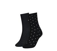 Tommy Hilfiger Hilfiger Dot Women's Socks (2 Pack), calcetines Unisex Niños, negro, 31/34