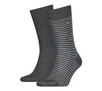 Tommy Hilfiger Hilfiger Small Stripe Men's Socks (2 Pack), calcetines Hombre, antracita, 39/42