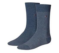 Tommy Hilfiger Hilfiger Small Stripe Men's Socks (2 Pack), calcetines Hombre, azul marino oscuro, 39/42