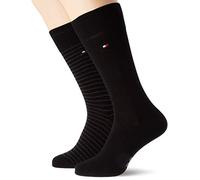 Tommy Hilfiger Hilfiger Small Stripe Men's Socks (2 Pack), calcetines Hombre, negro, 39/42