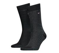 Tommy Hilfiger Hilfiger Small Stripe Men's Socks (2 Pack), calcetines Hombre, negro, 43/46