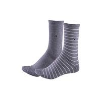 Tommy Hilfiger Hilfiger Small Stripe Women's Socks (2 Pack), calcetines Mujer, melange gris medio, 39/42