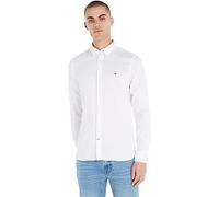 Tommy Hilfiger Hombre Camisa Core Flex Dobby Manga Larga, Blanco (White), S