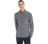 Tommy Hilfiger Hombre Camisa Core Flex Mini Geo Manga Larga, Multicolor (Carbon Navy/White), L