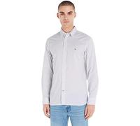 Tommy Hilfiger Hombre Camisa Core Flex Mini Geo Manga Larga, Multicolor (White/Carbon Navy), S
