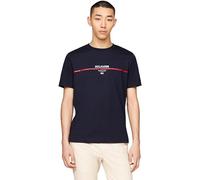 Tommy Hilfiger Hombre Camiseta Manga Corta Stripe Cuello Redondo, Azul (Desert Sky), S