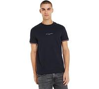 Tommy Hilfiger Hombre Camiseta Manga Corta Tipped tee Cuello Redondo, Azul (Desert Sky), XS