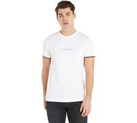 Tommy Hilfiger Hombre Camiseta Manga Corta Tipped tee Cuello Redondo, Blanco (White), L