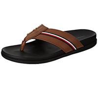 Tommy Hilfiger Hombre Chanclas de Playa Sandalias Leather Toe Post Sandal de Cuero, Marrón (Winter Cognac), 40 EU