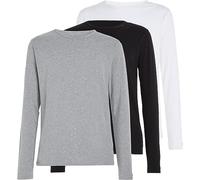 Tommy Hilfiger Hombre Pack de 3 Camiseta de Manga largas Basic, Multicolor (Black/White/Grey Heather), XXL