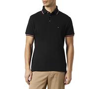 Tommy Hilfiger Hombre Polo de Manga Corta 1985 RWB Tipped Slim Polo Slim Fit, Negro (Black), S