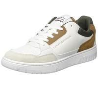 Tommy Hilfiger Hombre Sneaker con suela cupsole Basket Core Zapatillas, Beige (Ancient White), 40 EU