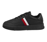 Tommy Hilfiger Hombre Sneaker con suela cupsole Supercup Leather Stripes Zapatillas, Negro (Triple Black), 40 EU