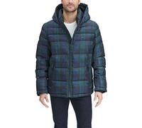 Tommy Hilfiger Hooded Puffer Jacket (Standard and Big & Tall) Abrigo Alternativo al plumón, Reloj Negro a Cuadros, XXL para Hombre