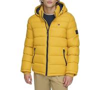 Tommy Hilfiger Hooded Puffer Jacket (Standard and Big & Tall) Abrigo Alternativo Largo, Amarillo, XXL para Hombre